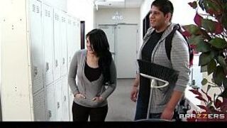 Bad chick Tiffany T fucks the school janitor in front of her man - porn video