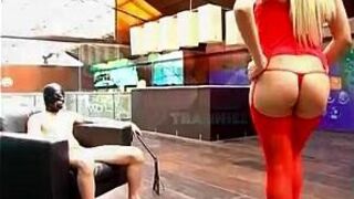 Blonde shemale hottie fucked without condom - porn video