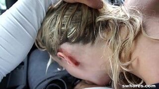 Blonde street whore banged for little money in the car amazing experience - porn video