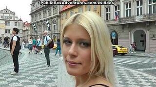 Wild public sex with horny blonde girl - porn video